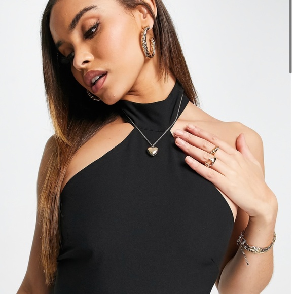 Vesper bengaline lace up maxi dress with thigh split in black - Picture 1 of 3